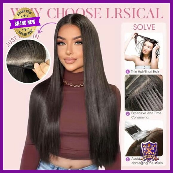 22 Inch Clip-In Synthetic Hair Extensions 4 Piece Set Double Weft - Picture 6 of 7